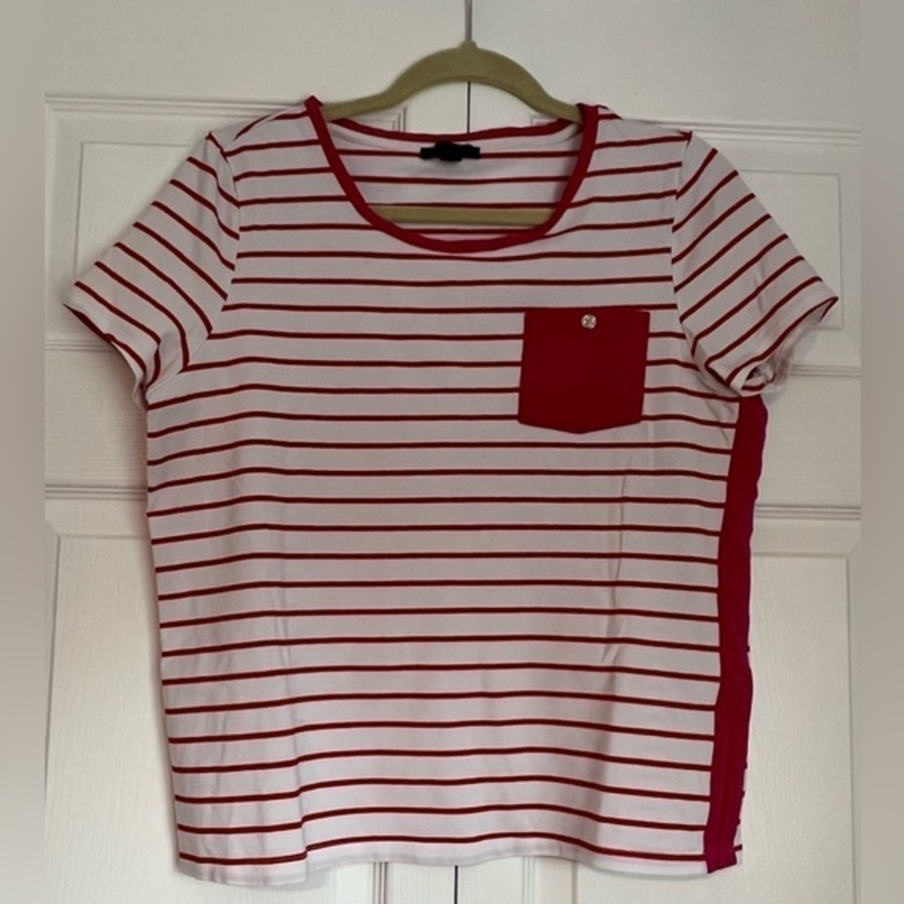 Tommy Hilfiger Red & White Striped T-Shirt with Pink Trim